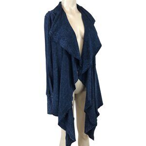 TESTIMONY - WOMEN'S XS- BLUE LONG SLEEVE DRAPE FRONT FRENCH TERRY CARDIGAN